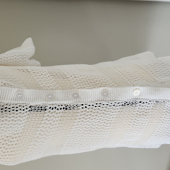 Tommy Bahama white loosely woven hooded sweater, size small - Picture 3 of 6